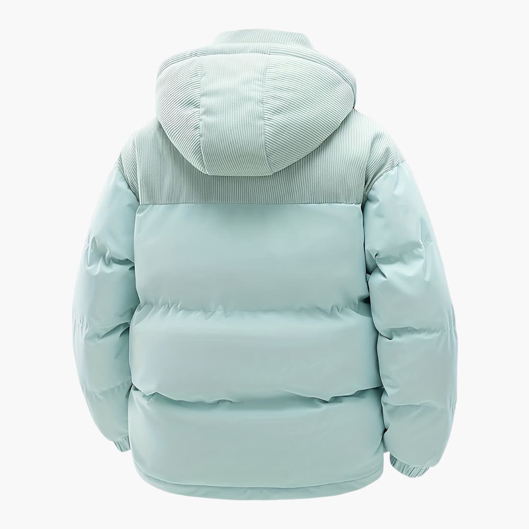 Men's Casual Hoodie with Puffers and Color Block Design