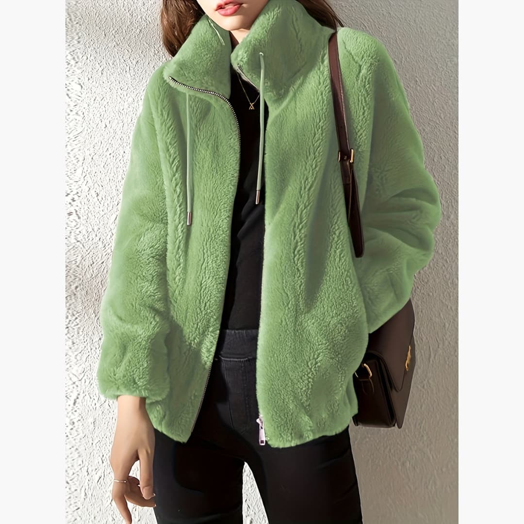 Women's Teddy Coat Warm and Casual Jacket with Zipper