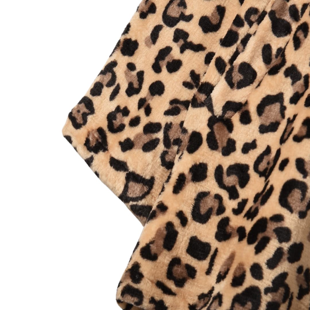 Plus Size Leopard Print Open Front Long Sleeve Jacket