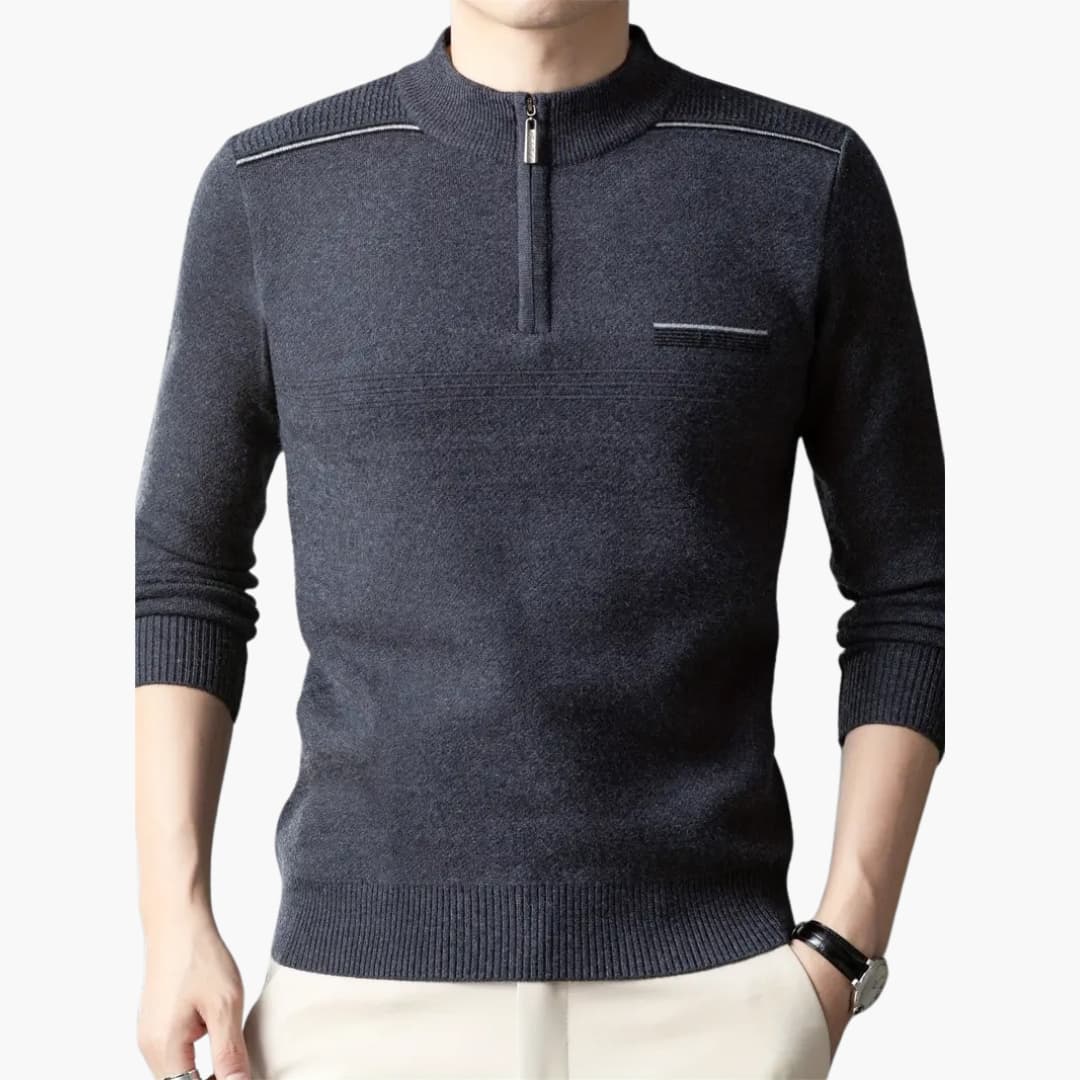 Maxim - Warm knitted sweater with zipper for men