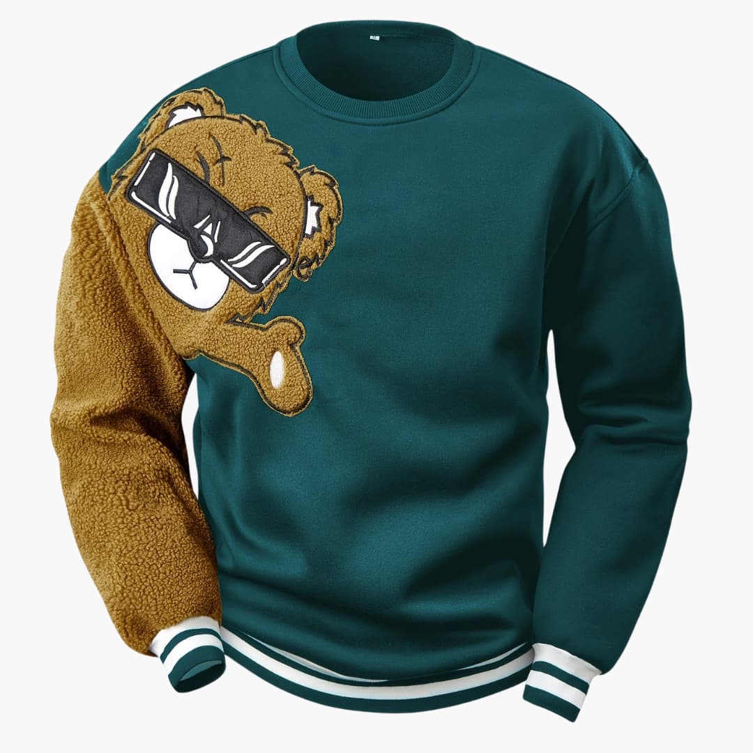 Dragomir - Comfortable sweater with bear embroidery for men