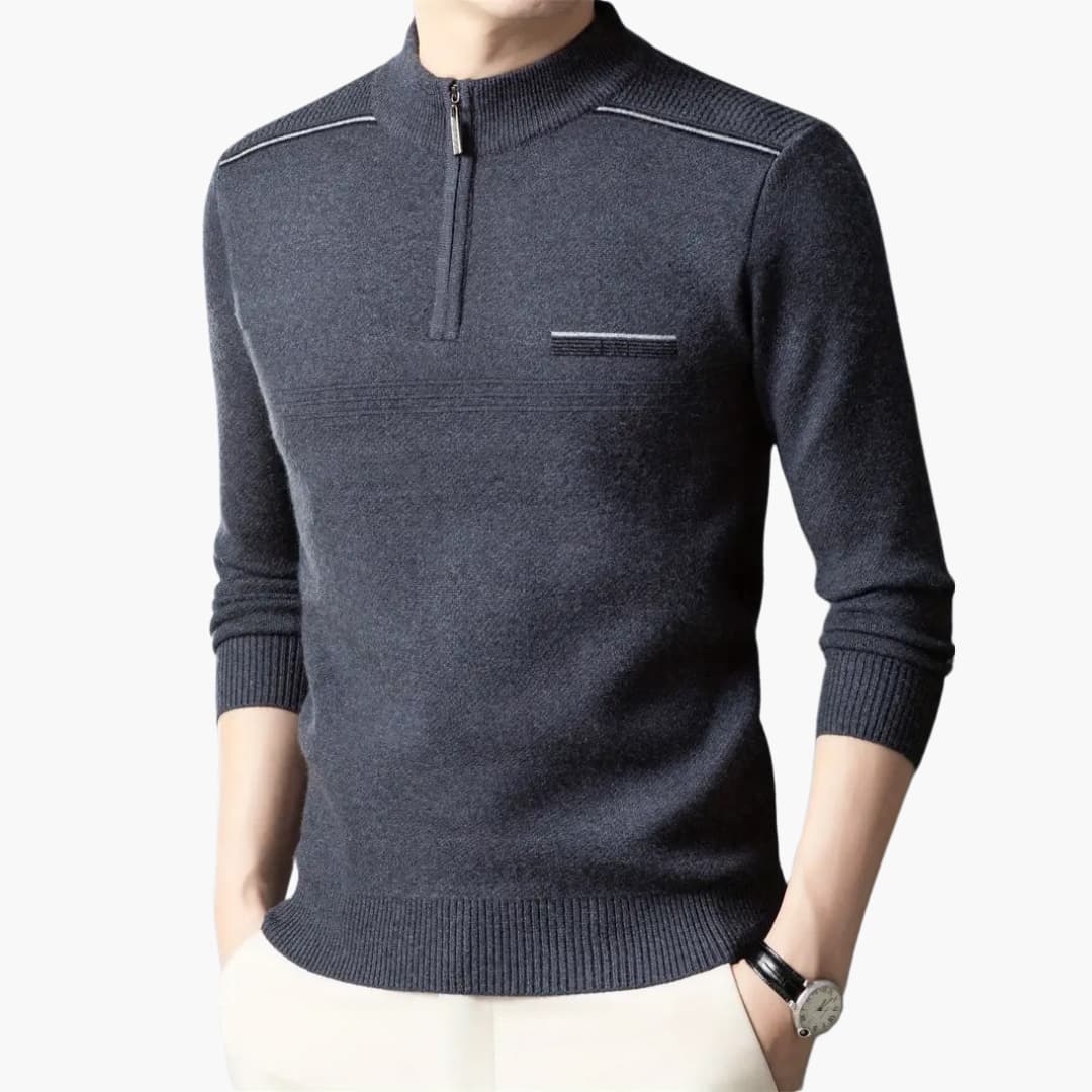 Maxim - Warm knitted sweater with zipper for men
