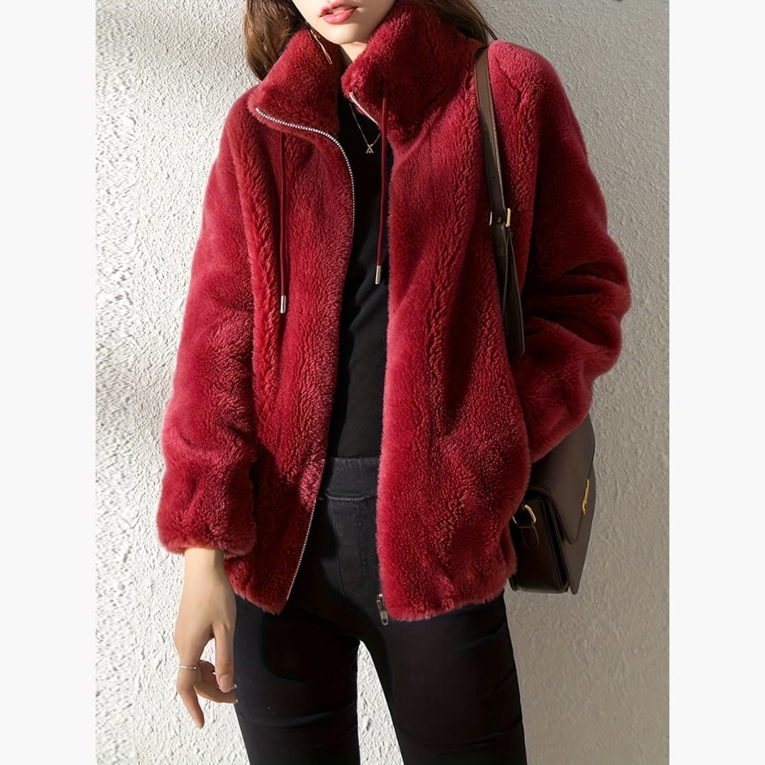 Women's Teddy Coat Warm and Casual Jacket with Zipper