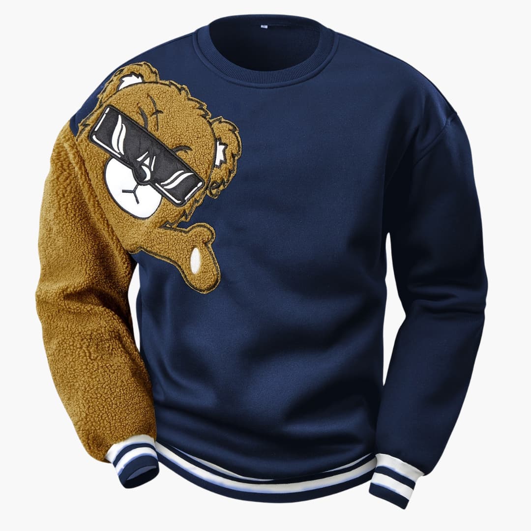 Dragomir - Comfortable sweater with bear embroidery for men