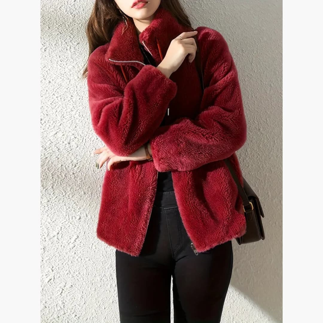 Women's Teddy Coat Warm and Casual Jacket with Zipper