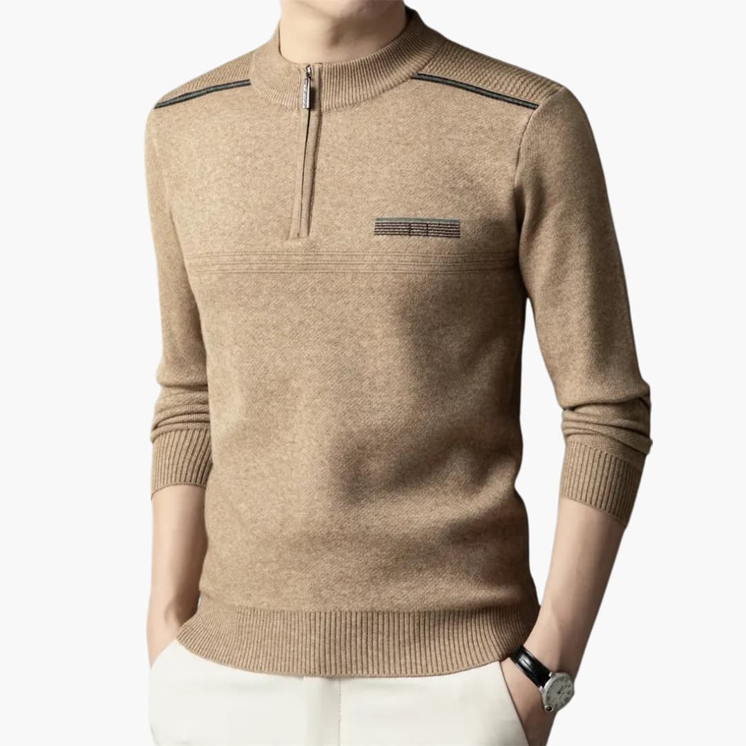 Maxim - Warm knitted sweater with zipper for men