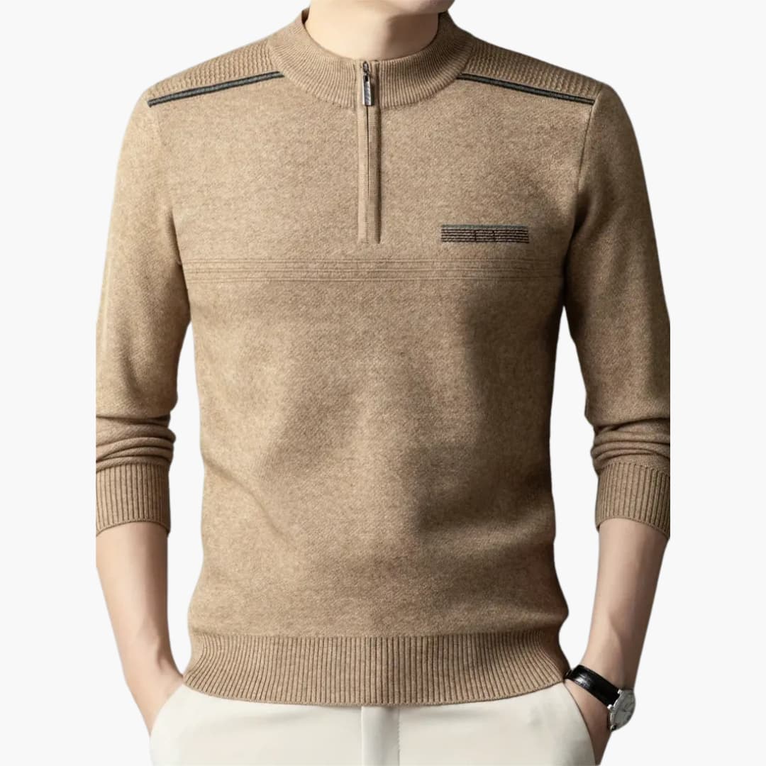 Maxim - Warm knitted sweater with zipper for men