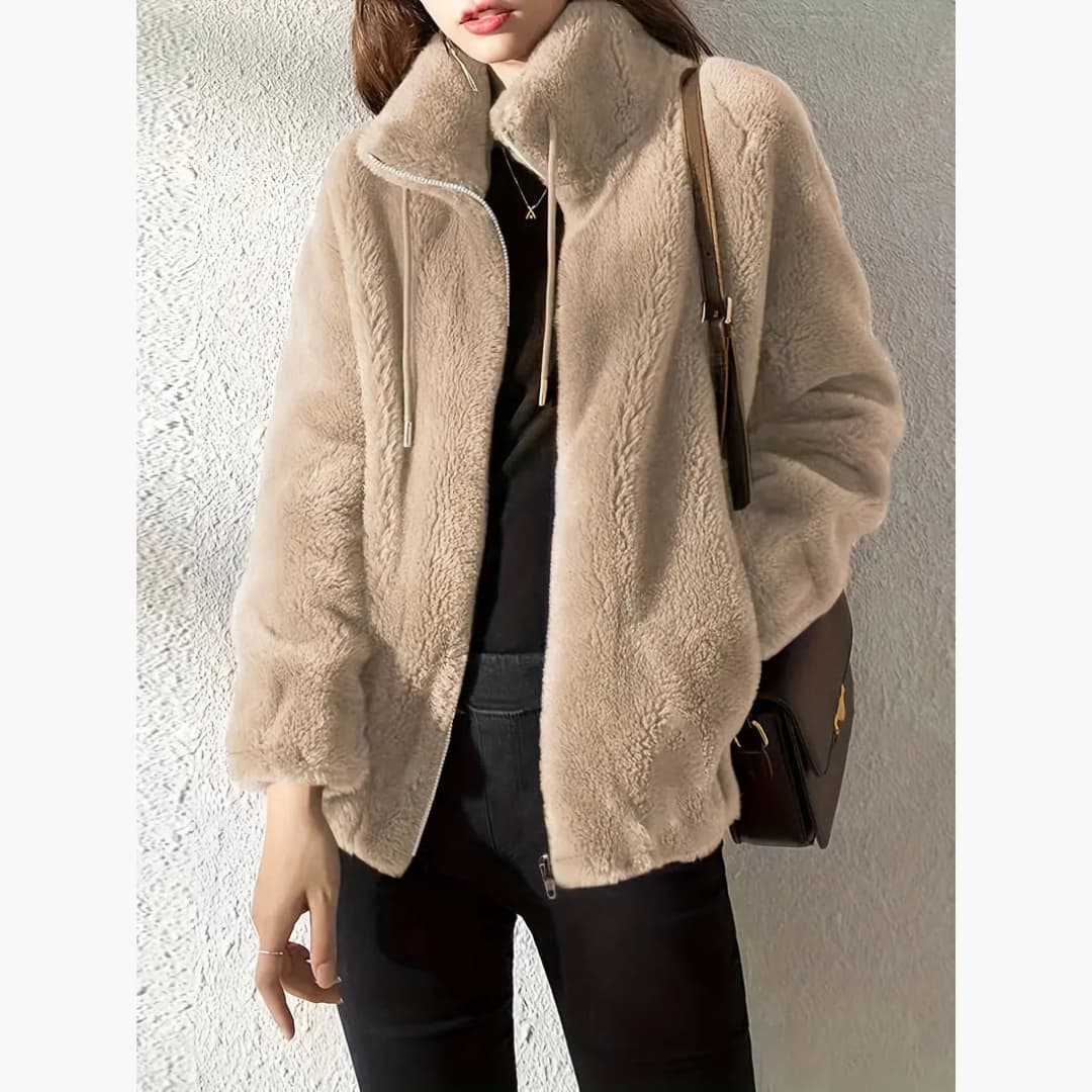 Women's Teddy Coat Warm and Casual Jacket with Zipper
