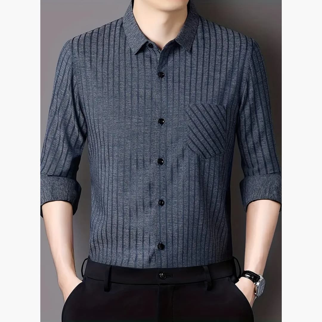 Simon - Stylish striped shirt with buttons for men