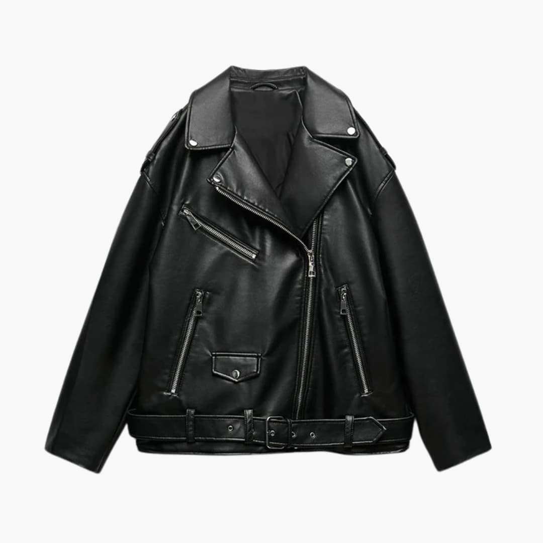 Alexa - Trendy leather biker jacket for women