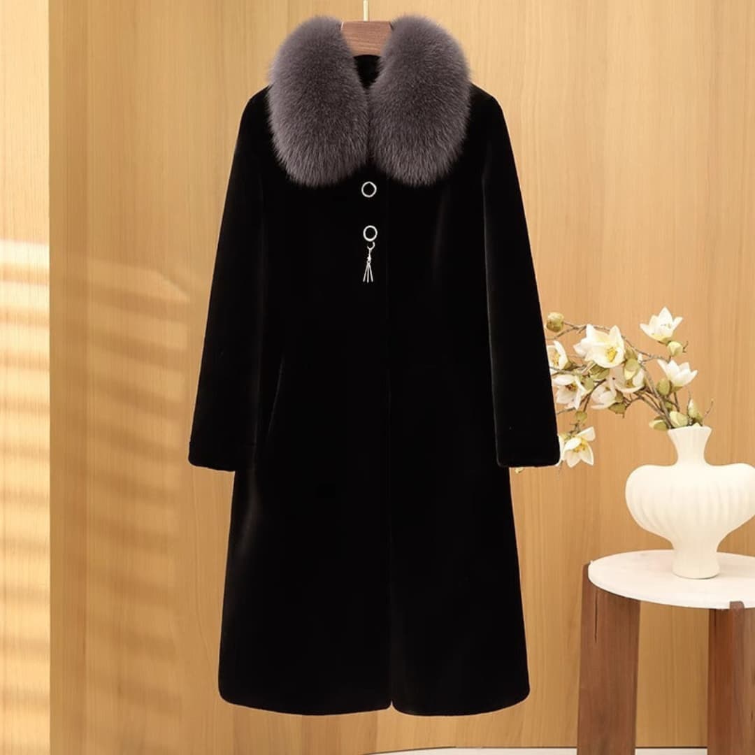 Bronwyn - Elegant mink coat with fox fur for women