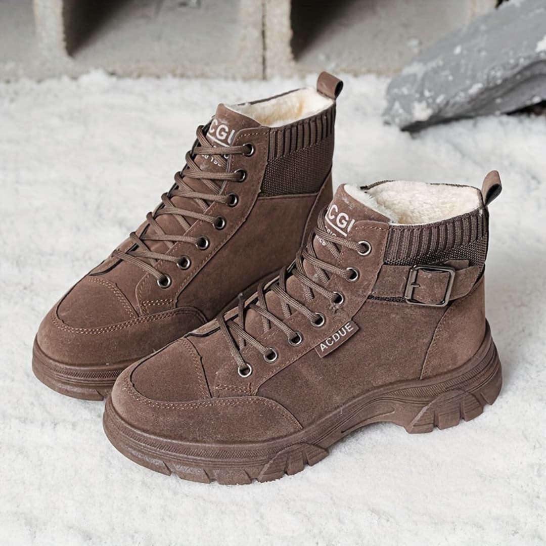 Comfortable Winter Snow Boots with Lacing Fleece Lining for Women