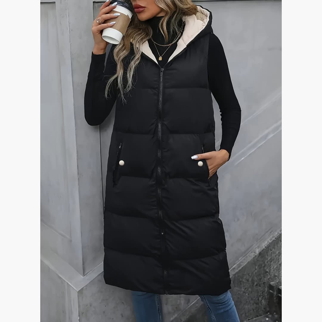 Catharina - Stylish puffy vest with zipper for women