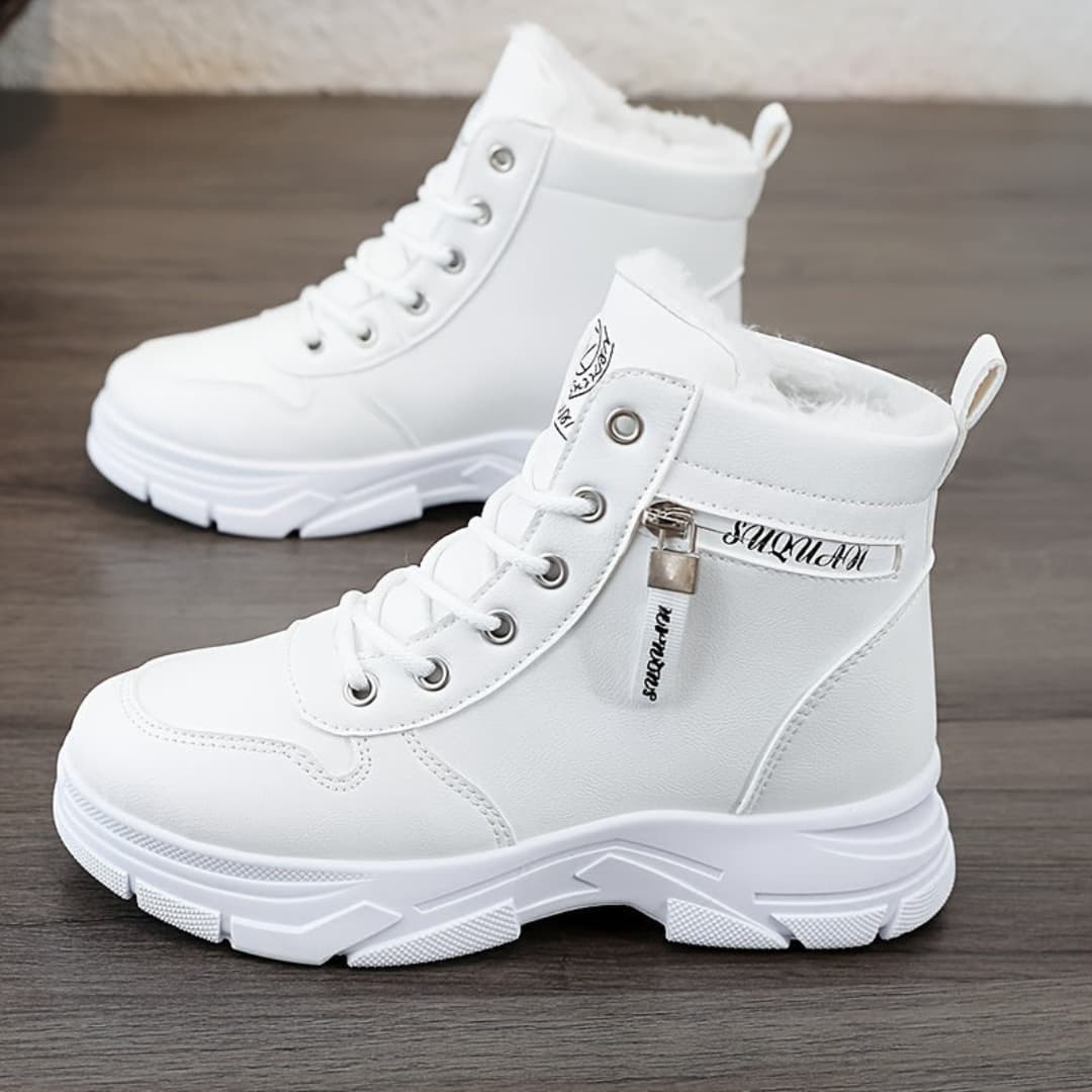 Women's Fashion Winter Snow Boots British Style Thick Sole with Fur Lining