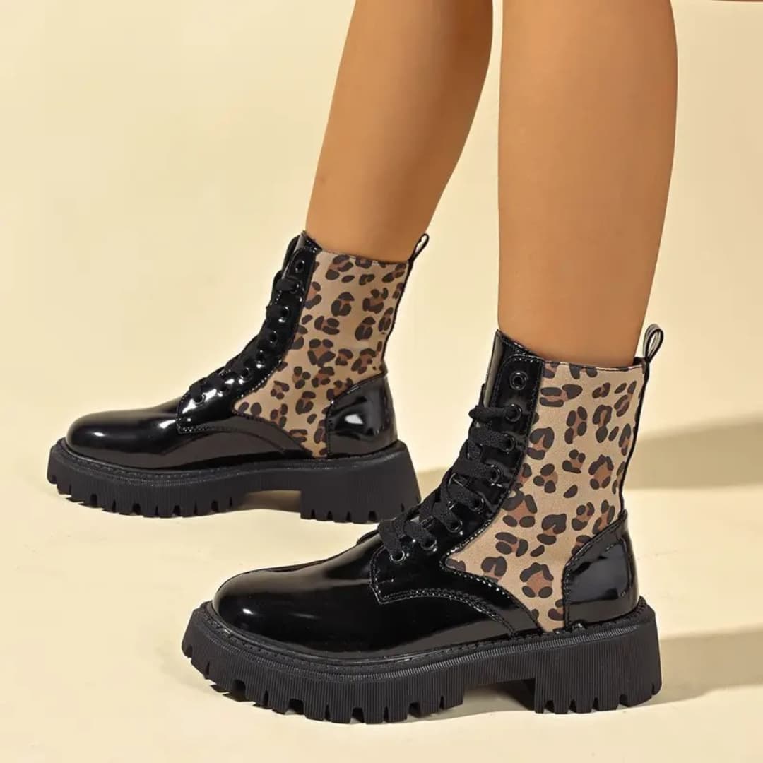 Kendall - Trendy ankle boots with leopard print for women
