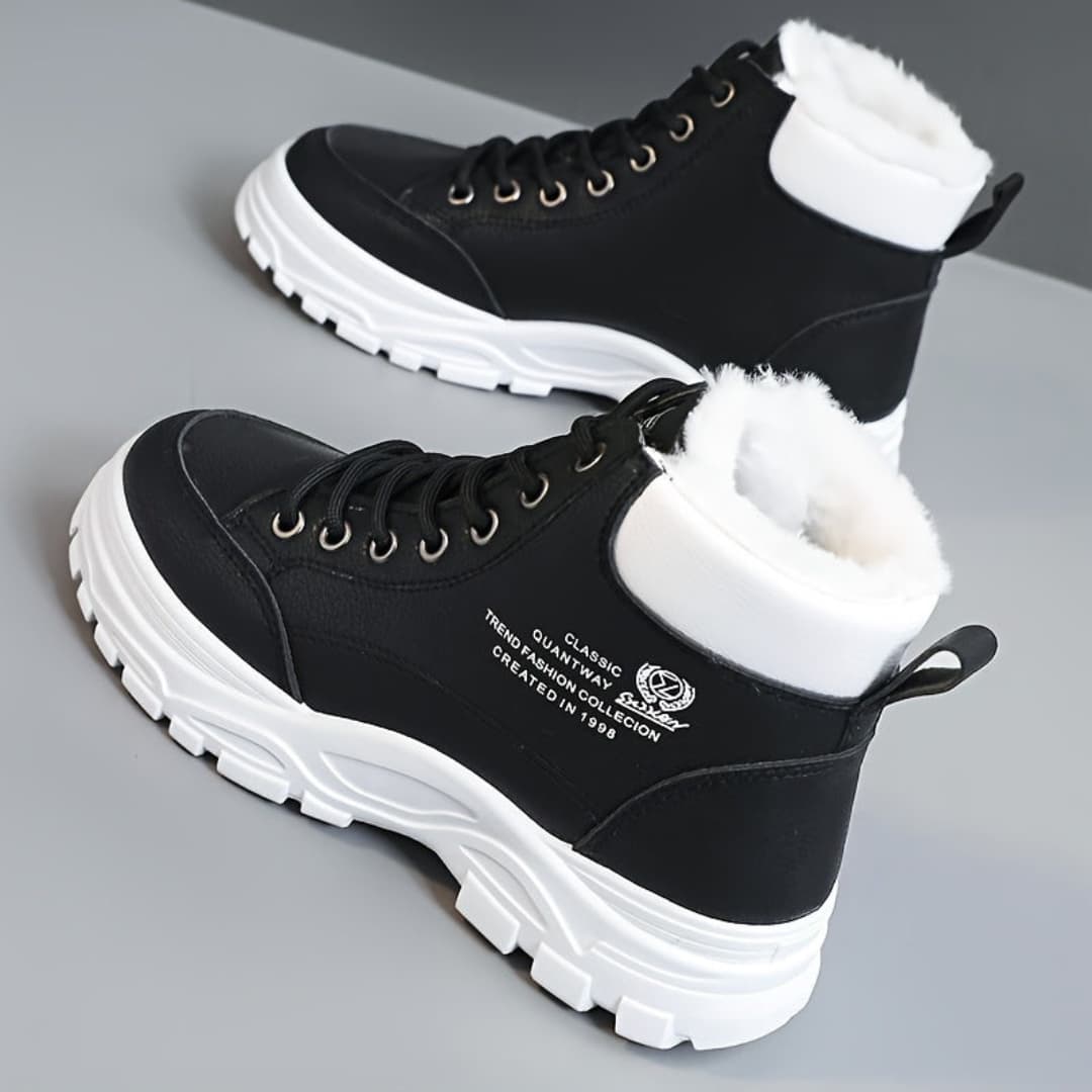 Women's Winter Snow Boots Fashion Thick Sole Fur Lined Cotton Shoes