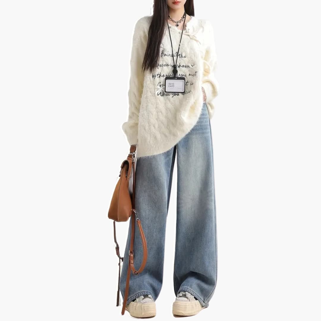 Helena - Stylish jeans with wide legs and high waistband for women