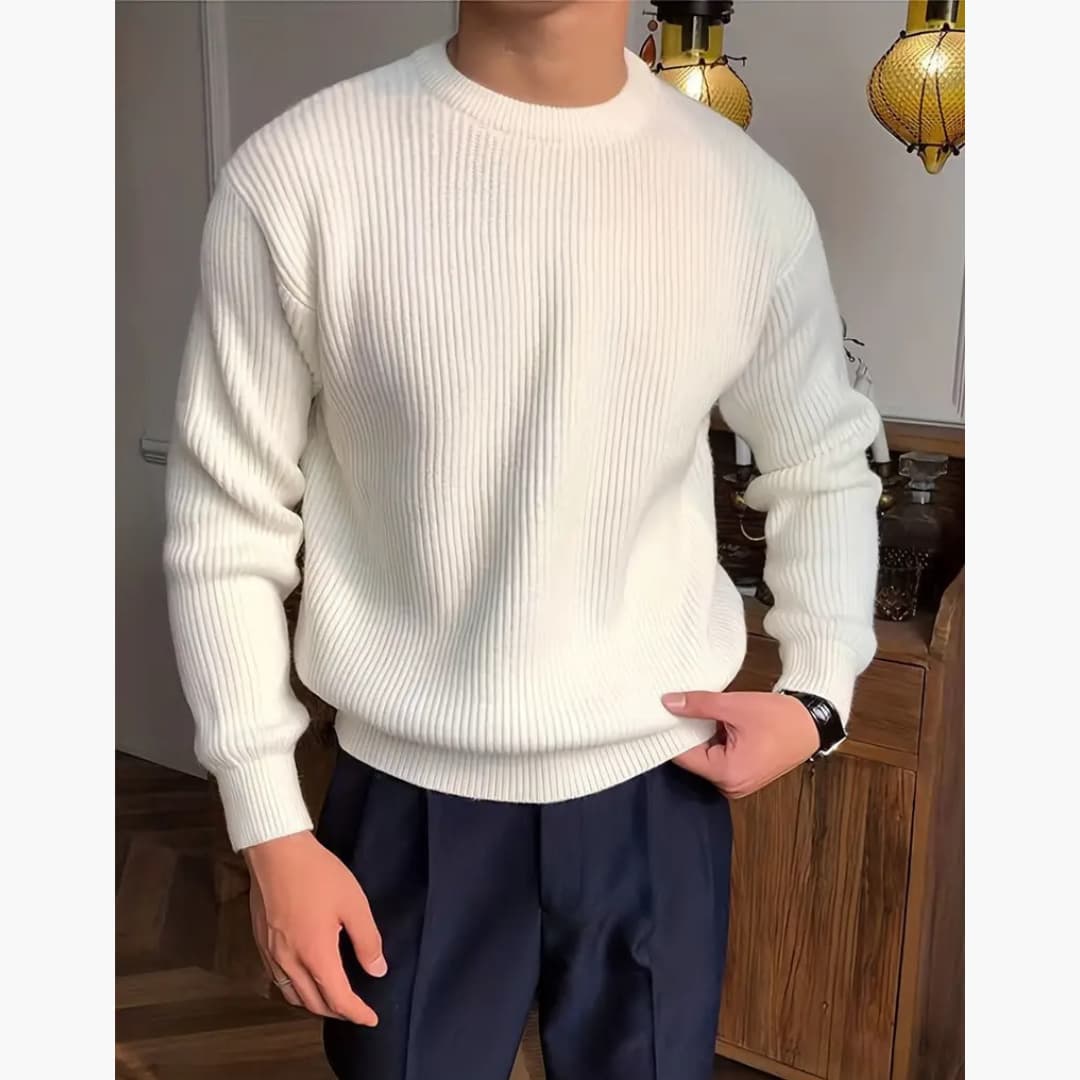 Casual Crew Neck Knitted Sweater for Men