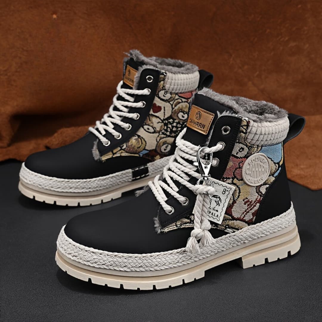 Motorcycle boots with graphic print for men windproof slip-resistant and stylish