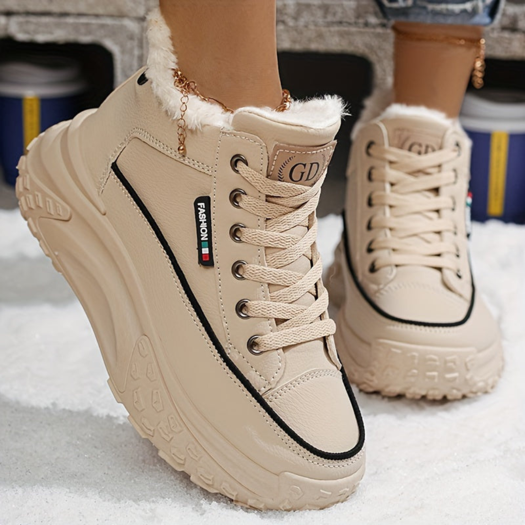 Solid thermal soft winter sneakers for women warm and stylish