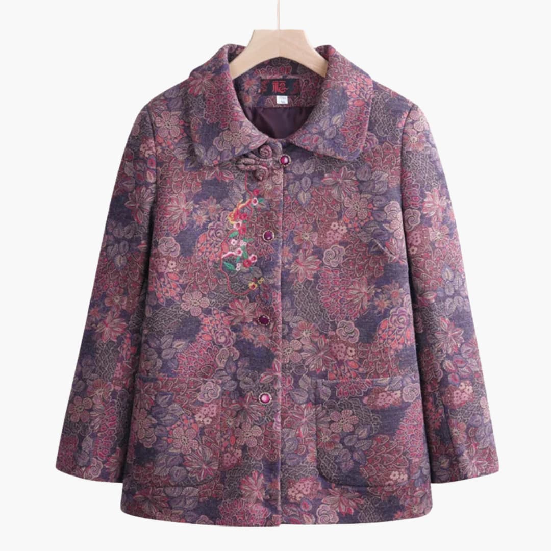 Alicia - Vintage floral wool coat for women