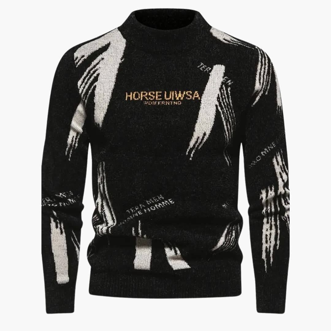 Fabian - Fashionable Jacquard Sweater with High Neck for Men