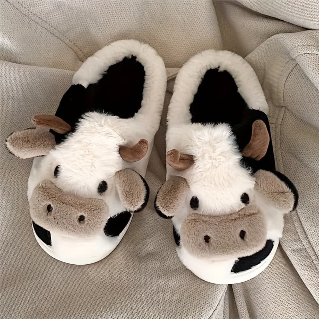 Agatha - Sweet slippers with cartoon cow for women