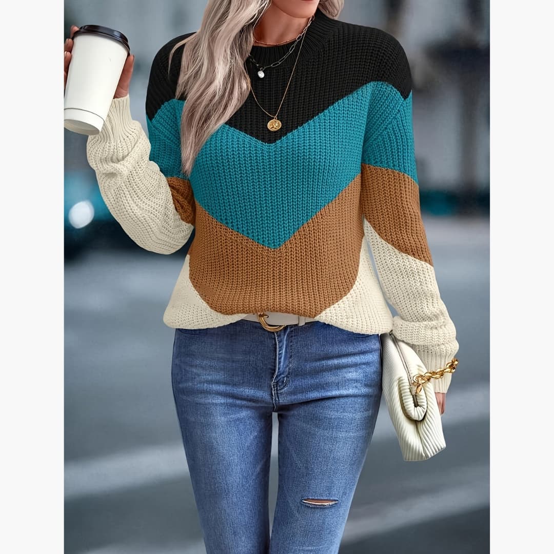 Elisa - Stylish Chevron Knitted Sweater for Women