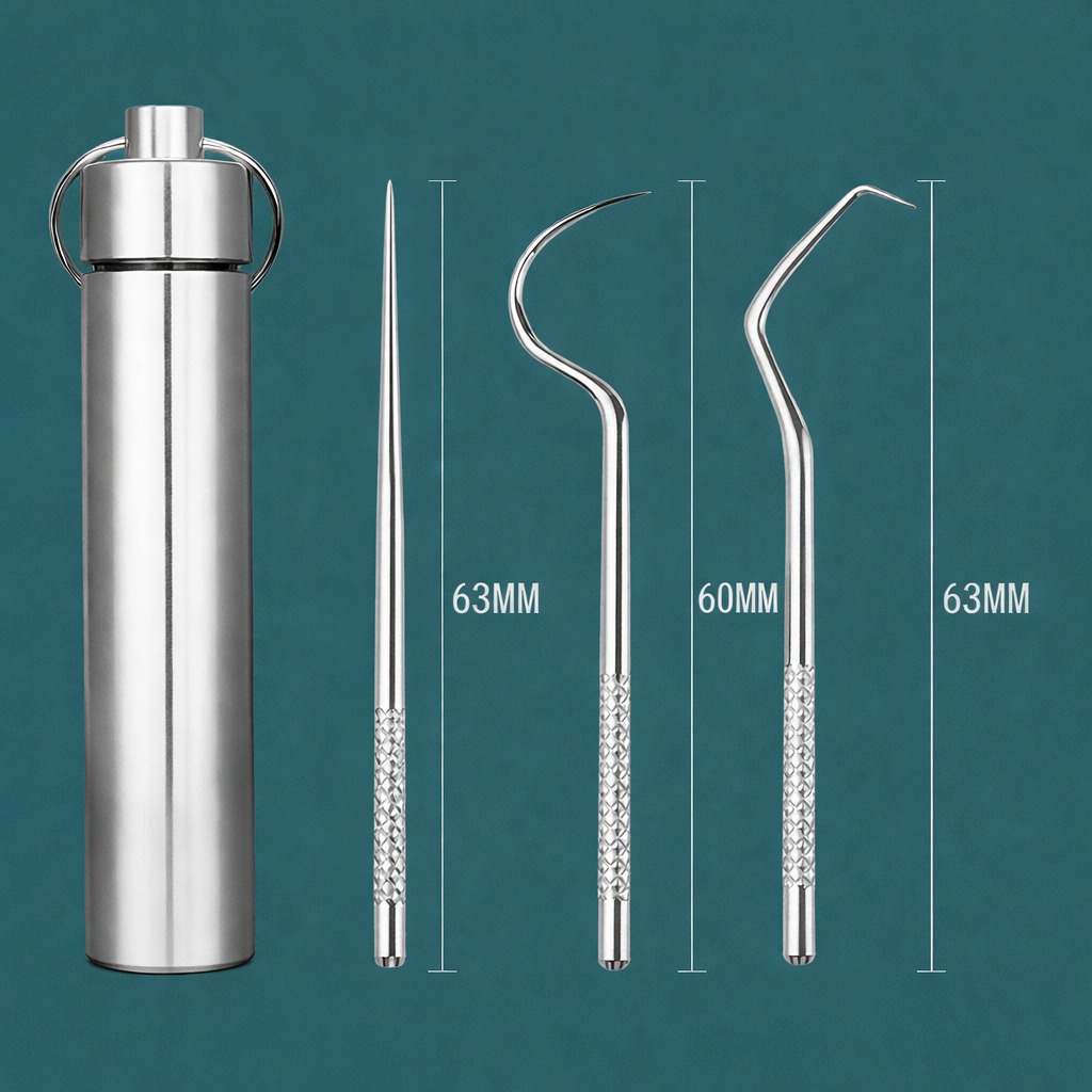 Tannpirker-sett i rustfritt stål - Gjenbrukbar & Praktisk