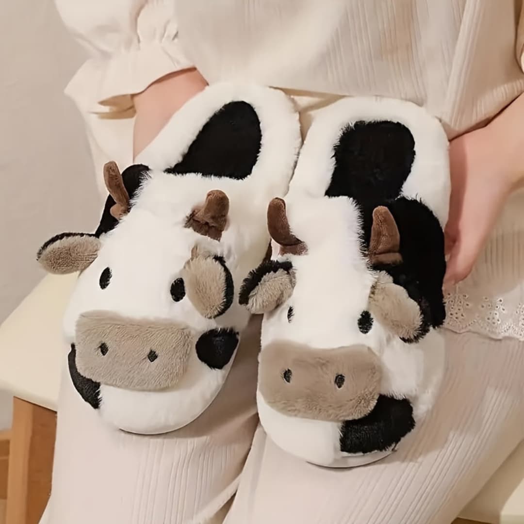 Agatha - Sweet slippers with cartoon cow for women