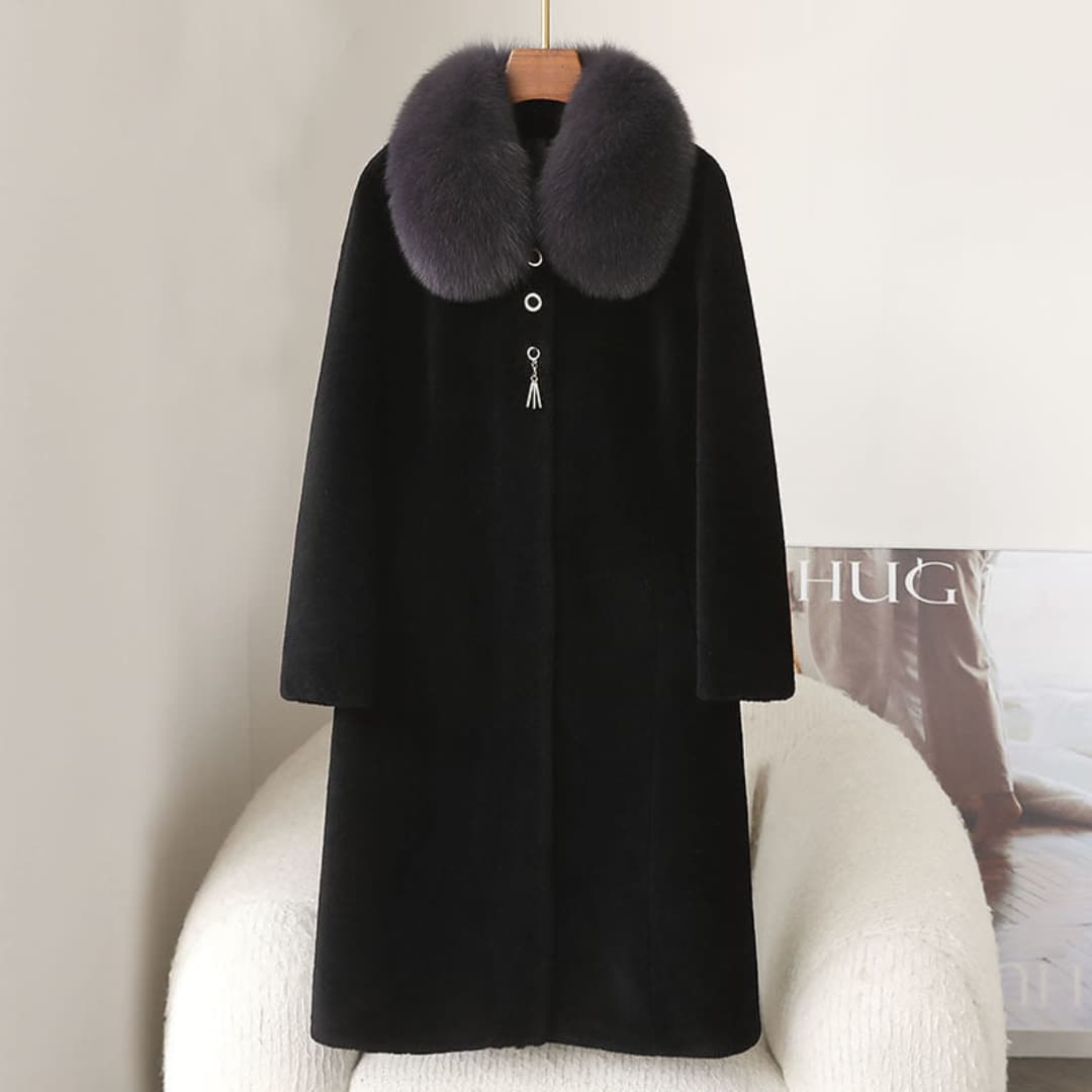 Bronwyn - Elegant mink coat with fox fur for women