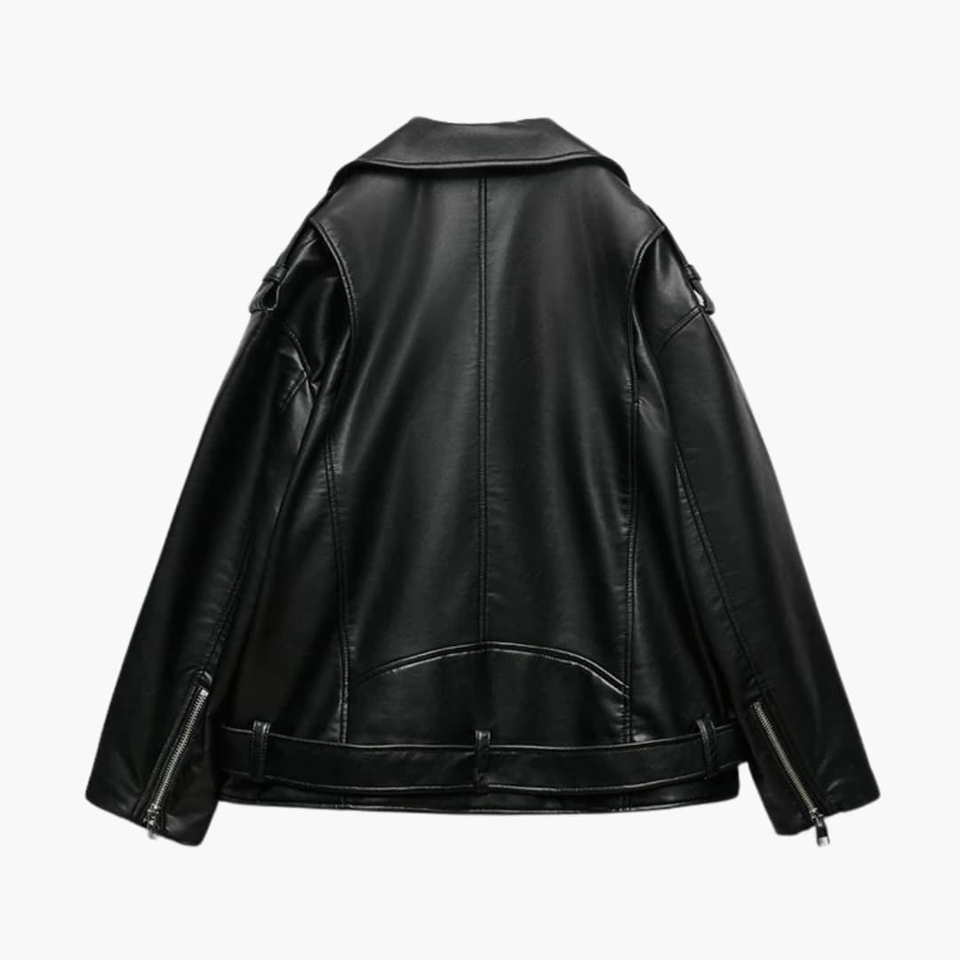 Alexa - Trendy leather biker jacket for women