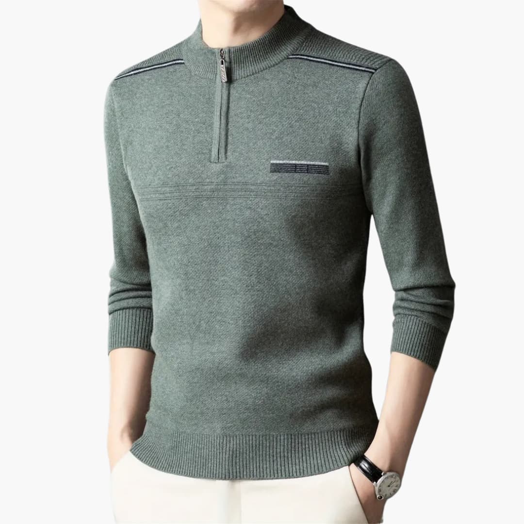 Maxim - Warm knitted sweater with zipper for men