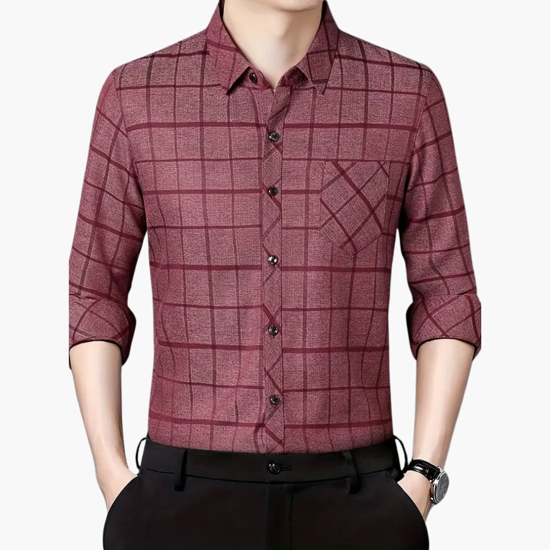 David - Trendy rutete skjorte med revers for menn