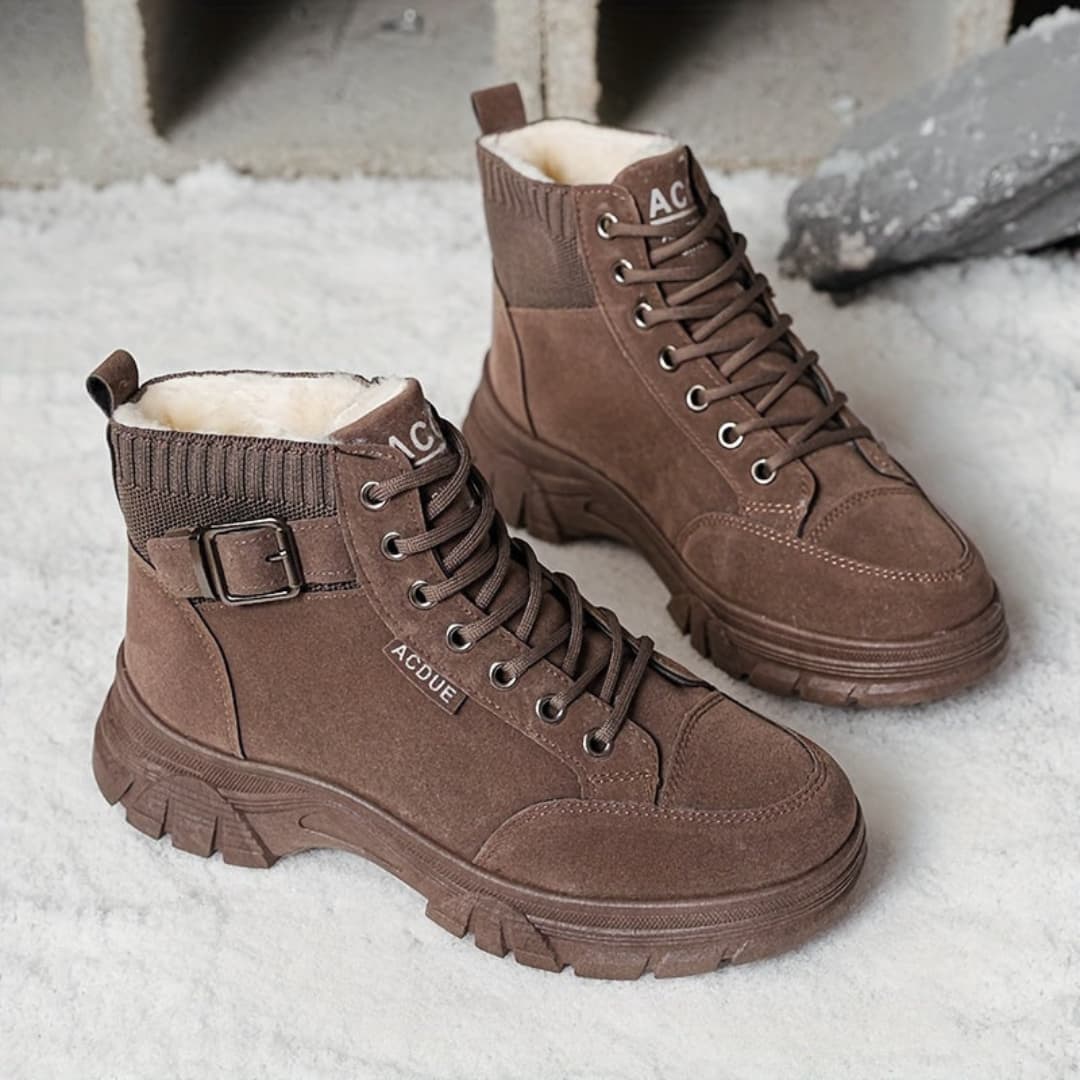 Comfortable Winter Snow Boots with Lacing Fleece Lining for Women