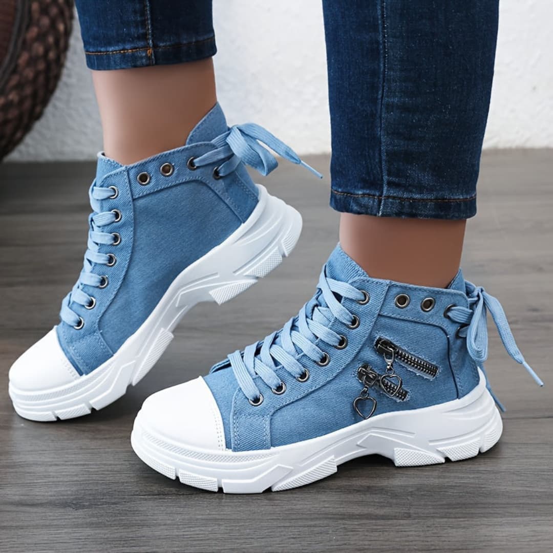 New canvas high-top sneakers for women breathable thick sole
