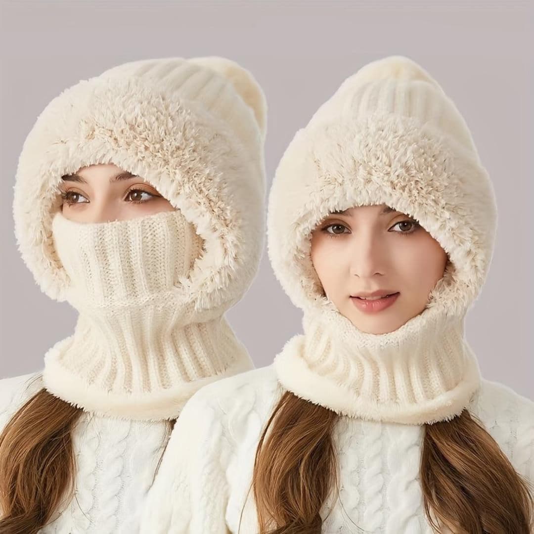 Sherpa Fleece Balaclava Windproof Adjustable Ski Mask with Neck Warmer