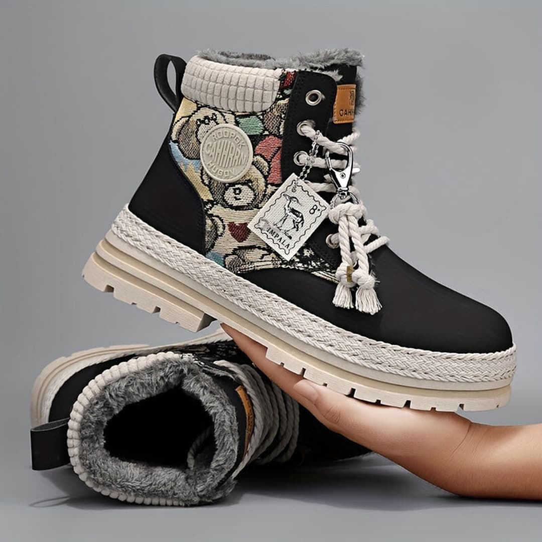 Motorcycle boots with graphic print for men windproof slip-resistant and stylish