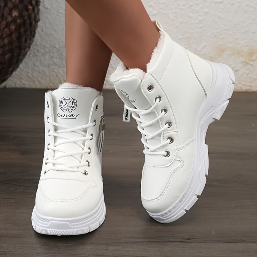 Women's Fashion Winter Snow Boots British Style Thick Sole with Fur Lining