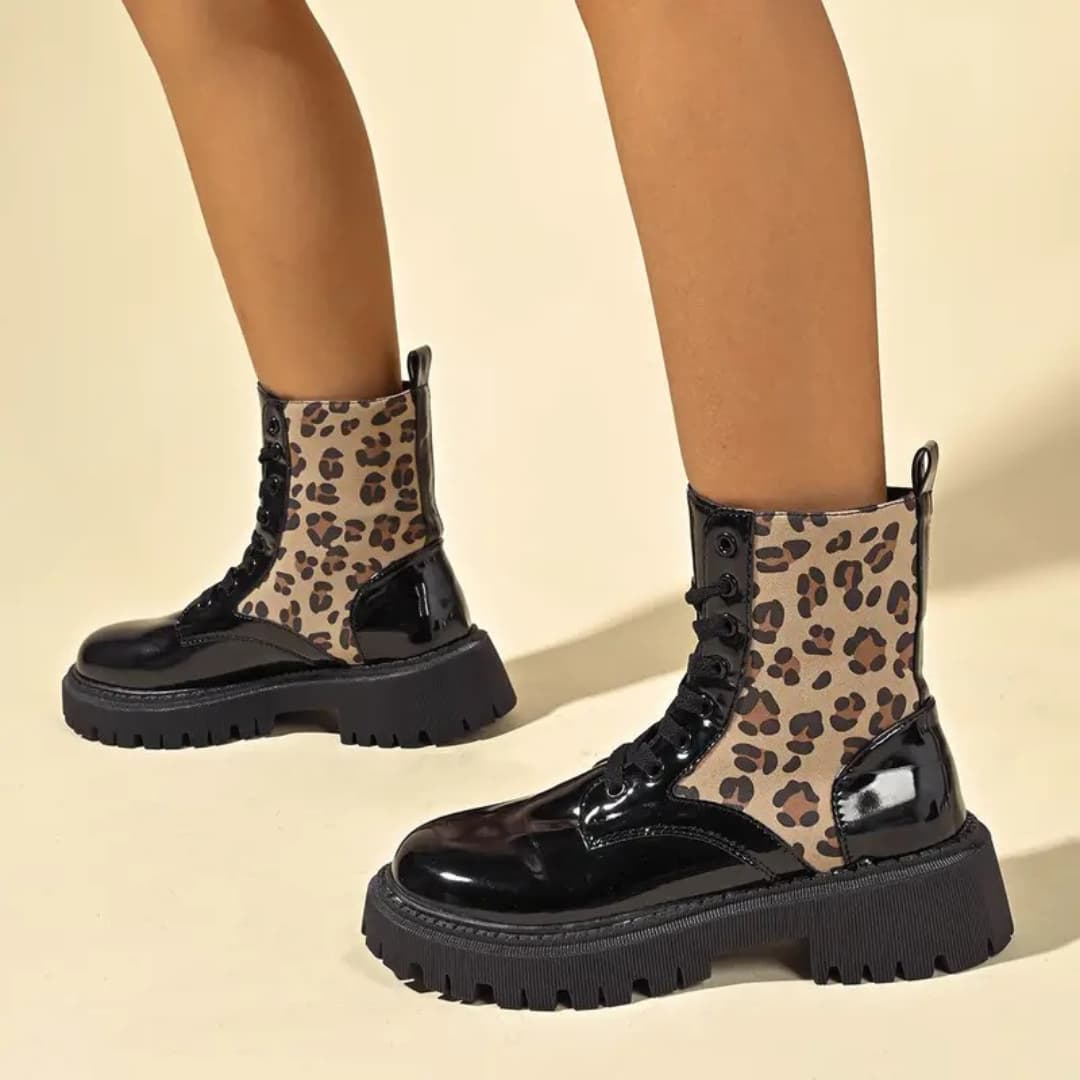 Kendall - Trendy ankle boots with leopard print for women