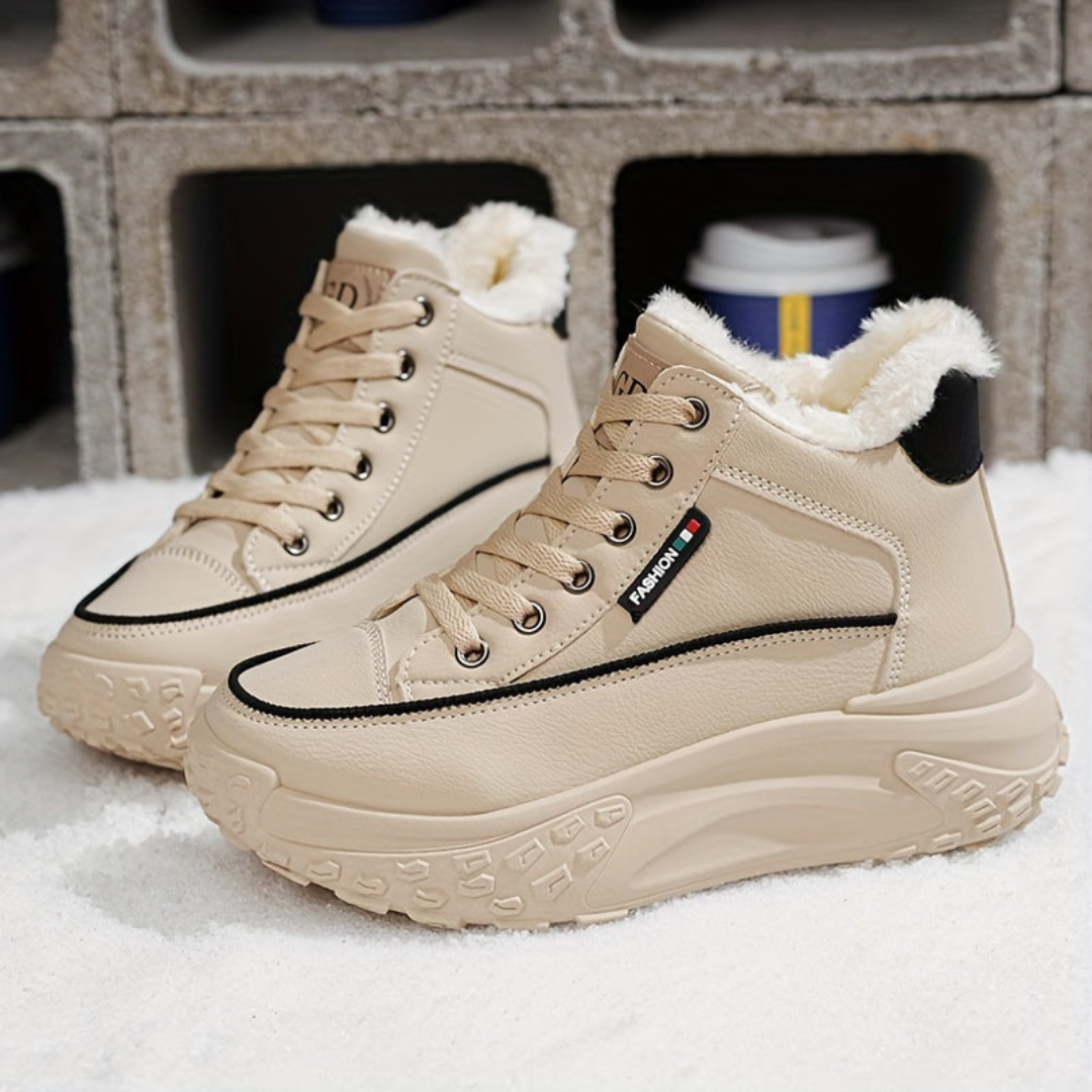 Solid thermal soft winter sneakers for women warm and stylish