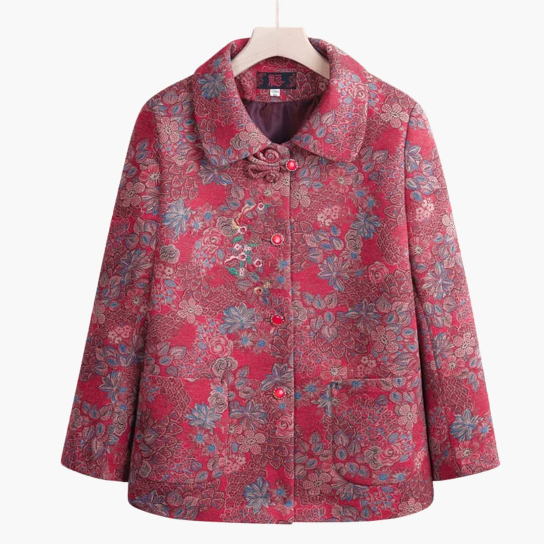 Alicia - Vintage floral wool coat for women