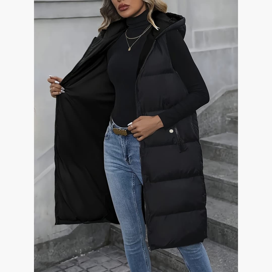 Catharina - Stylish puffy vest with zipper for women