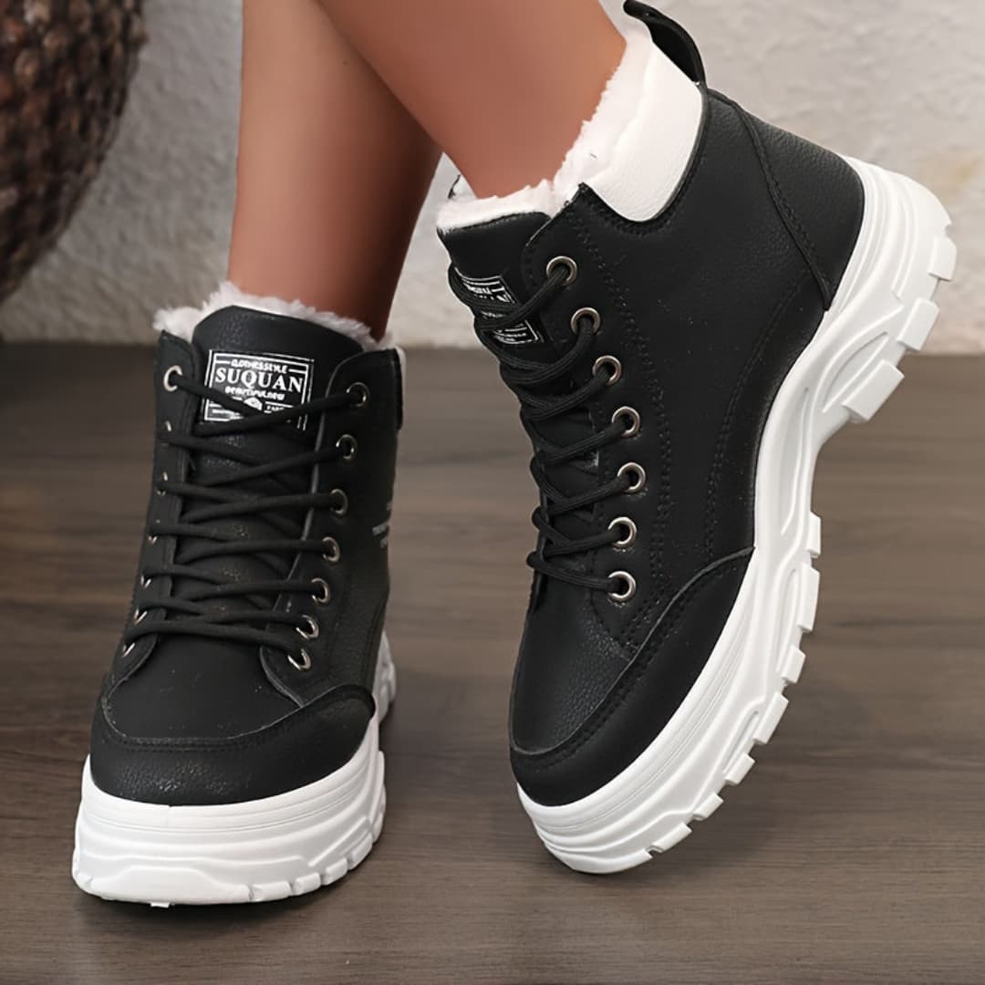 Women's Winter Snow Boots Fashion Thick Sole Fur Lined Cotton Shoes