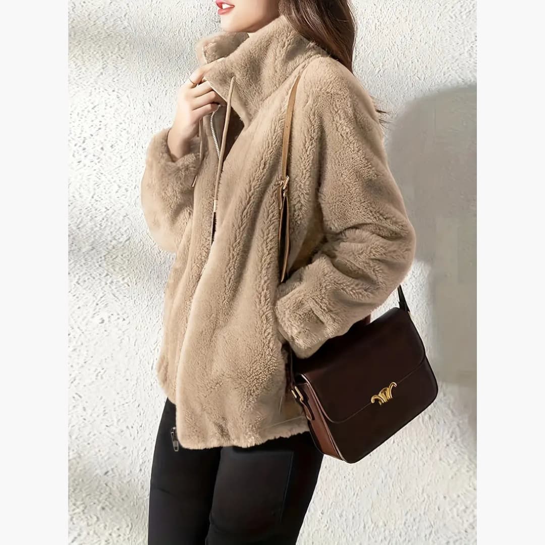 Women's Teddy Coat Warm and Casual Jacket with Zipper