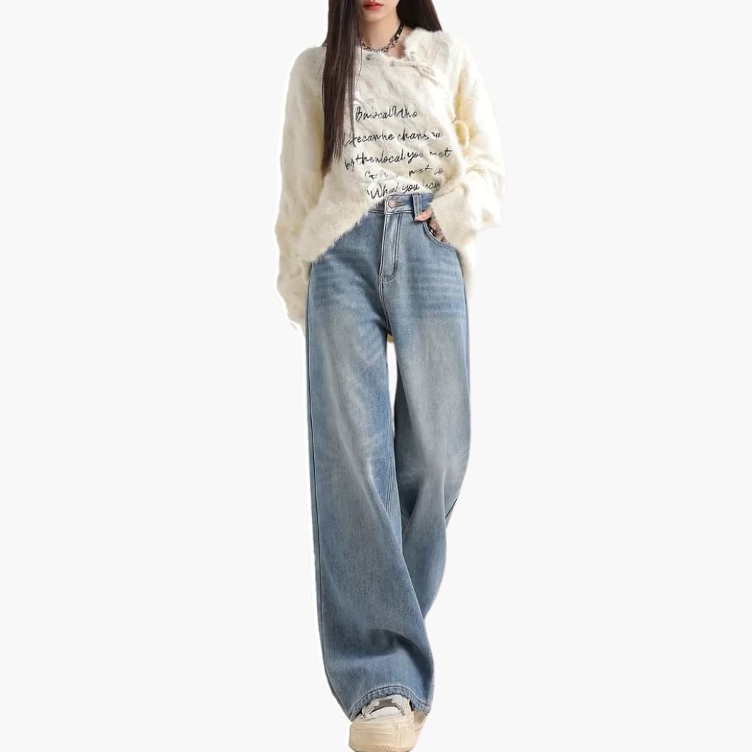 Helena - Stylish jeans with wide legs and high waistband for women