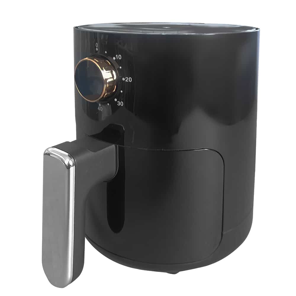 "2L airfryer i kompakt design, sunn matlaging, non-stick, sparer fett, enkel rengjøring, passer små kjøkken."