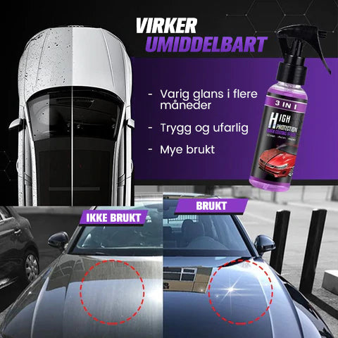 "3 i 1 bilpleiespray, vannfri vask, glansfull finish, 100ml flaske, for bil, båt og motorsykkelpleie"