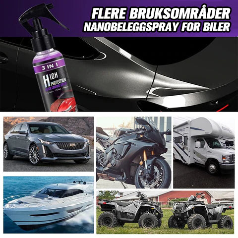 "3 i 1 bilpleiespray, vannfri vask, glansfull finish, 100ml flaske, for bil, båt og motorsykkelpleie"