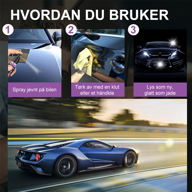 "3 i 1 bilpleiespray, vannfri vask, glansfull finish, 100ml flaske, for bil, båt og motorsykkelpleie"